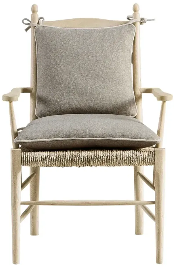 Albertine Updated Traditional Oatmeal Performance Light Oak Dining Arm Chair