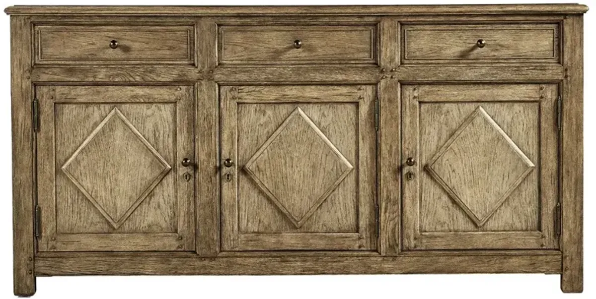 Gabin French Country Brown Oak Wood Credenza