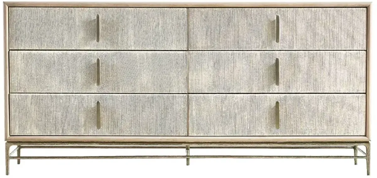 Irving Coastal Beach Whitewashed Oak Wood Double Dresser