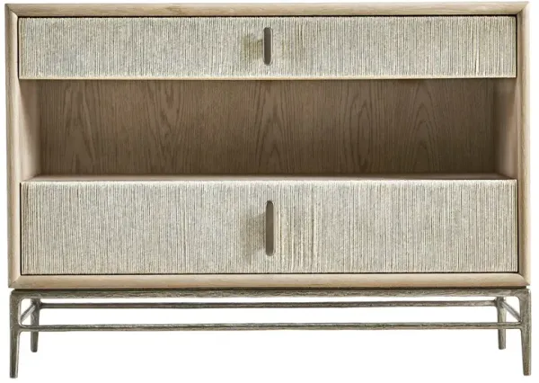 Irving Coastal Beach Whitewashed Oak Cord Wood Wide Nightstand - 42"