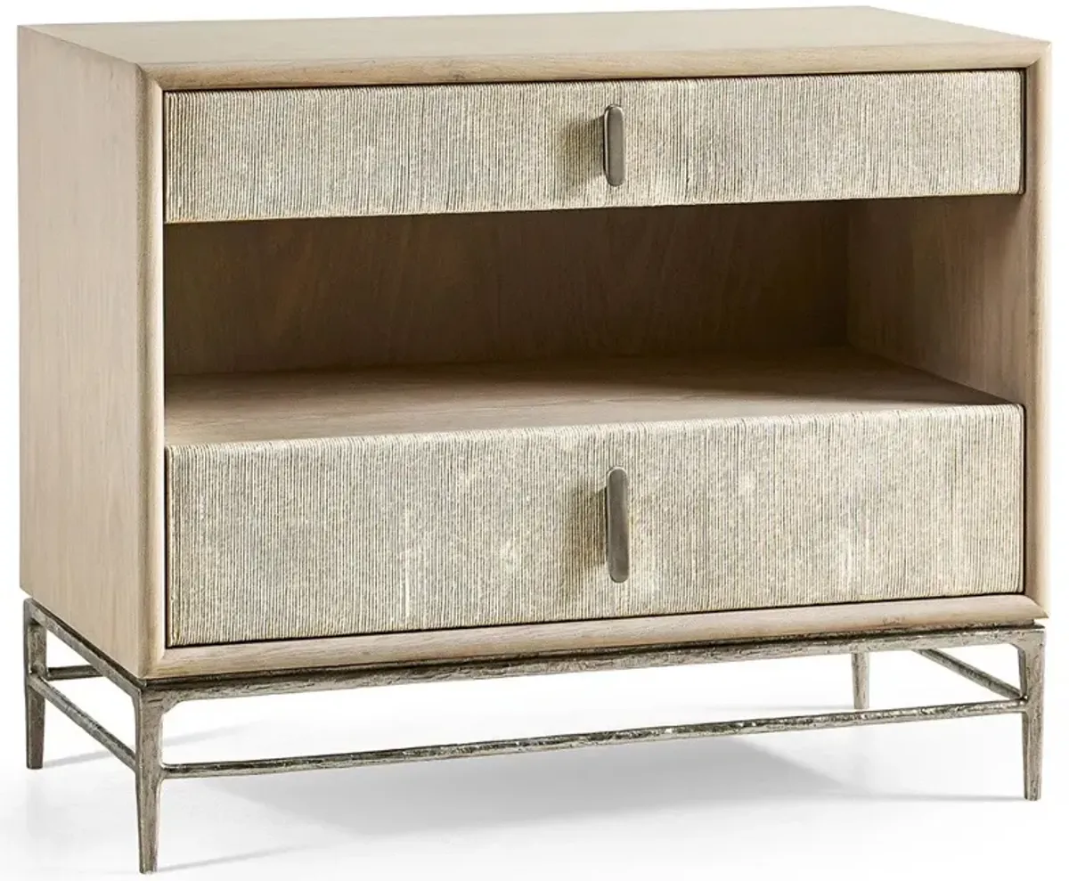 Irving Coastal Beach Whitewashed Oak Wood Wide Nightstand - 36"