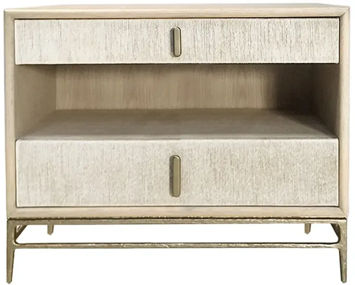 Irving Coastal Beach Whitewashed Oak Wood Wide Nightstand - 36"