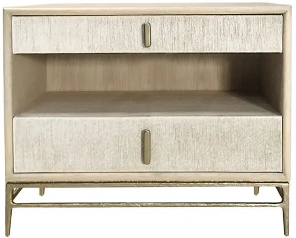 Irving Coastal Beach Whitewashed Oak Wood Wide Nightstand - 36"