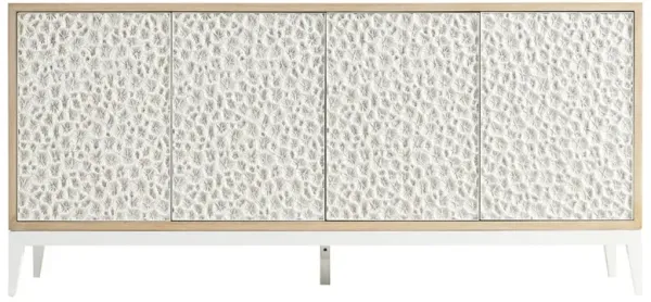 Maris Coastal Beach White Coral Patterned Oak Wood Sideboard