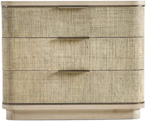 Kaila Coastal Beach Grasscloth Whitewashed Oak Wide Nightstand - 36"