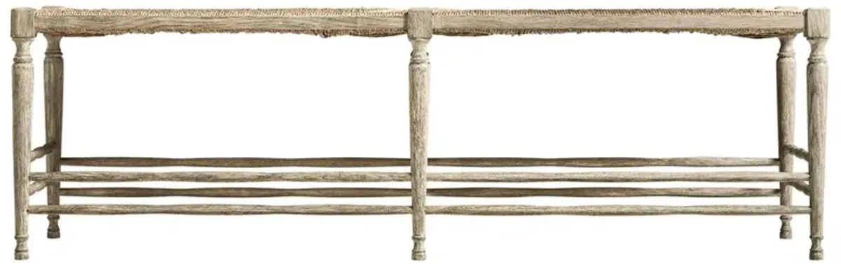 Joseph Updated Traditional Natural Woven Rush Grey Oak Bench