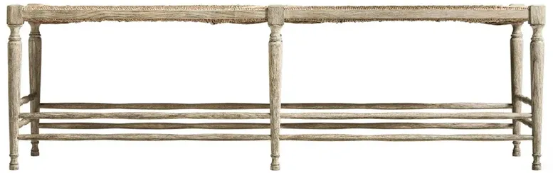 Joseph Updated Traditional Natural Woven Rush Grey Oak Bench