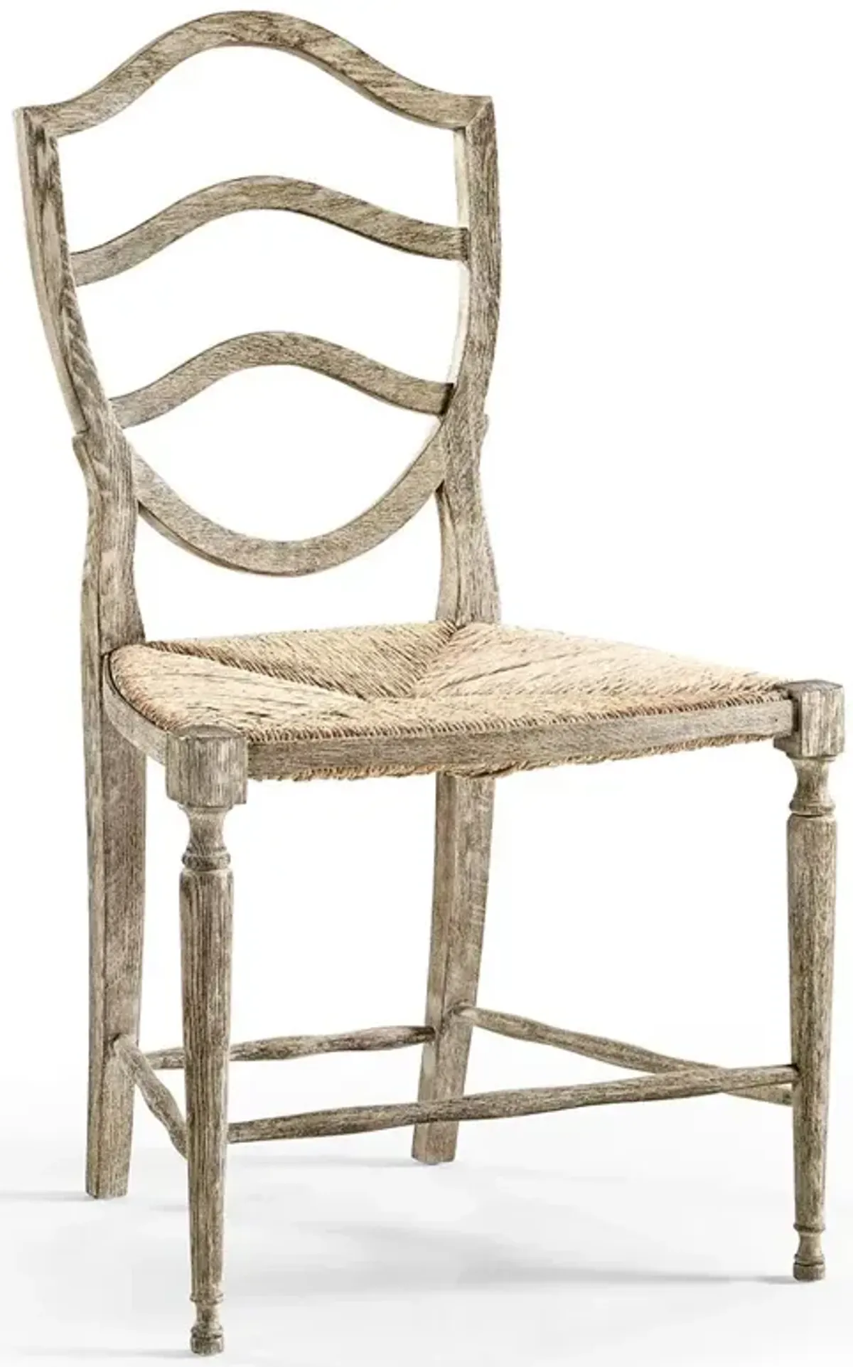 Joseph Updated Traditional Natural Woven Rush Grey Oak Dining Side Chair