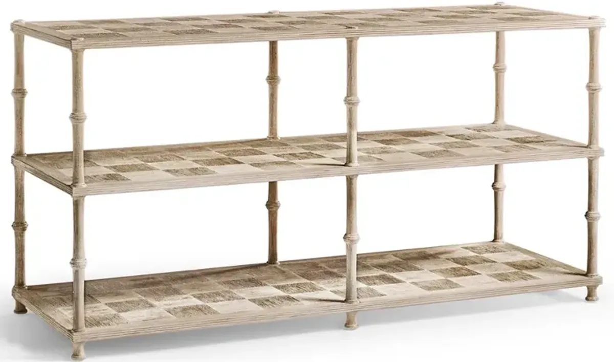 Mateo Coastal Beach Beige Acacia Wood Bamboo Console Table