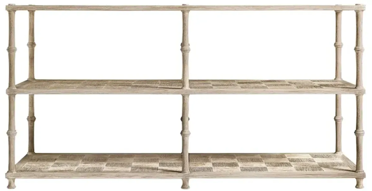 Mateo Coastal Beach Beige Acacia Wood Bamboo Console Table