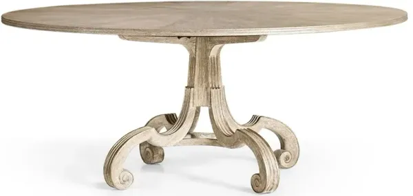 Ferdinand French Country Venetian White Oak Round Dining Table - 71"