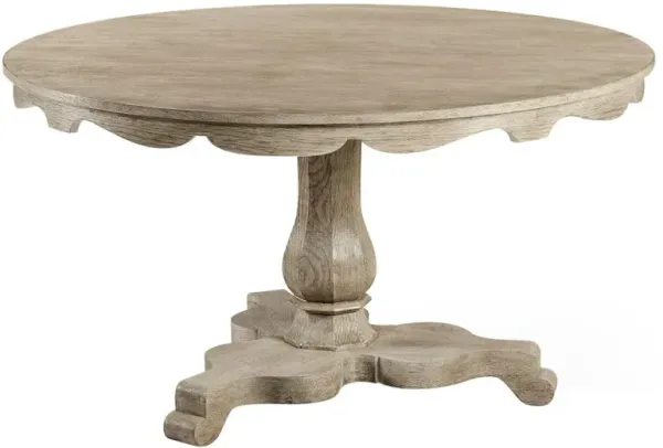 Helena Updated Traditional Grey Oak Round Pedestal Dining Table - 54"