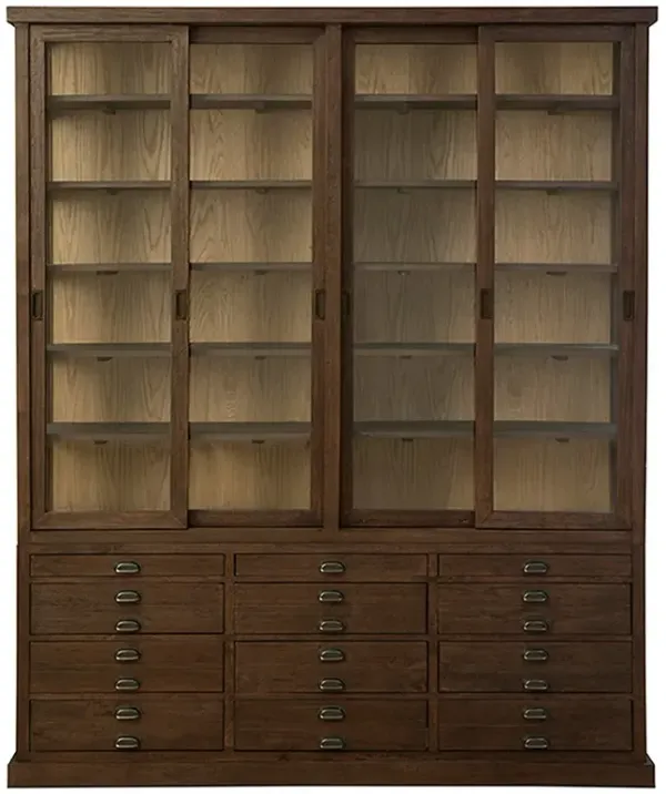 Malen Rustic Lodge Dark Brown Reclaimed Wood China Cabinet
