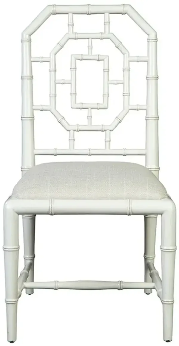 Glaucia Coastal Beach White Performance Cream Mahogany Wood Dining Chair