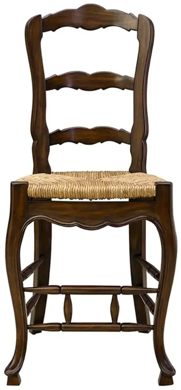 Lacey Updated Traditional Natural Woven Dark Brown Wood Counter Stool
