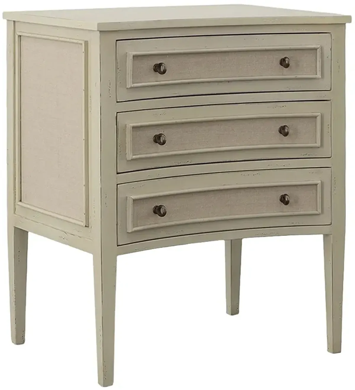 Anais French Country Beige Mahogany Wood Curved Nightstand