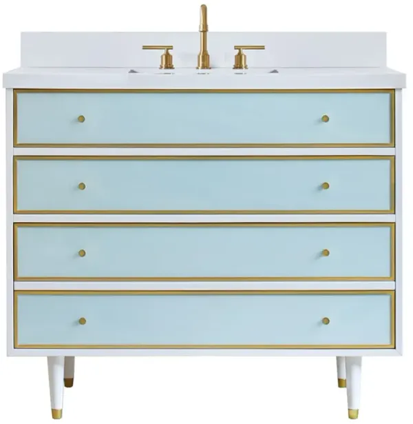 Tracy French Country White Wood Seaglass Vanity Sink - 42"