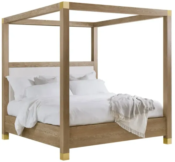Diana Modern Classic Brown Oak Canopy Bed - King