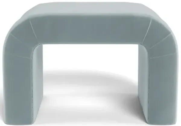Loreta Saltwater Blue Performance Velvet Ottoman