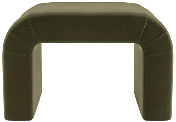 Loreta Boxwood Green Performance Velvet Ottoman