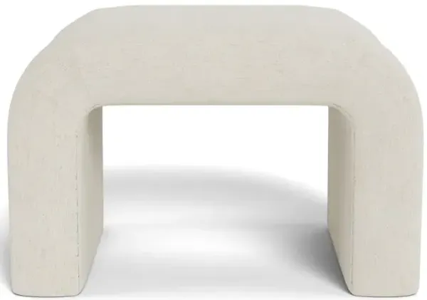 Loreta Heathered Ivory Crypton Performance Flecked Chenille Ottoman