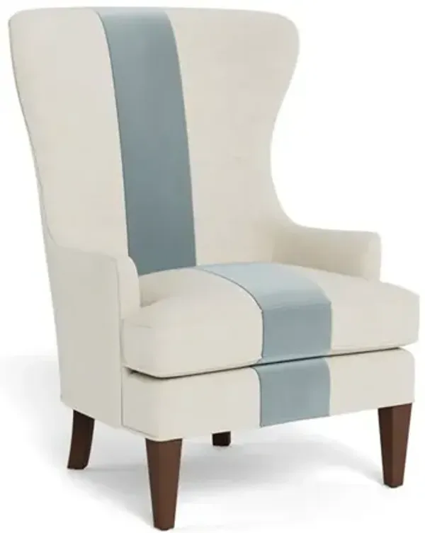 Rylie Saltwater Blue Performance Velvet Wing Chair