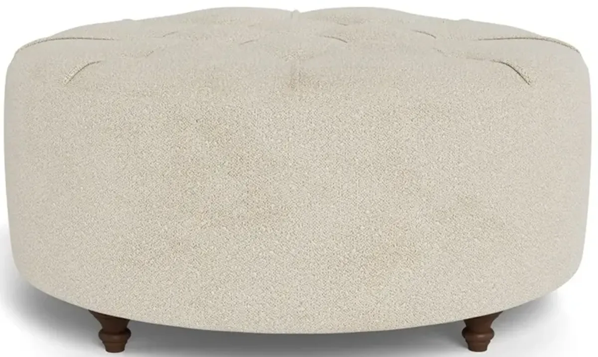 Davina Sugar Cookie Performance Boucle Weave Round Ottoman - 36"