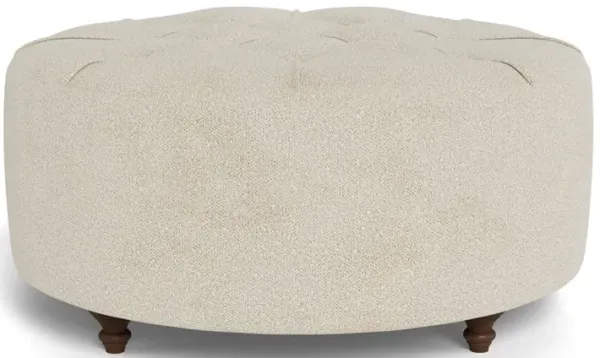 Davina Sugar Cookie Performance Boucle Weave Round Ottoman - 36"