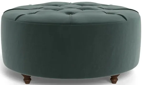 Davina Lagoon Performance Velvet Round Ottoman - 42"