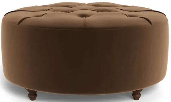 Davina Molasses Performance Velvet Round Ottoman - 42"