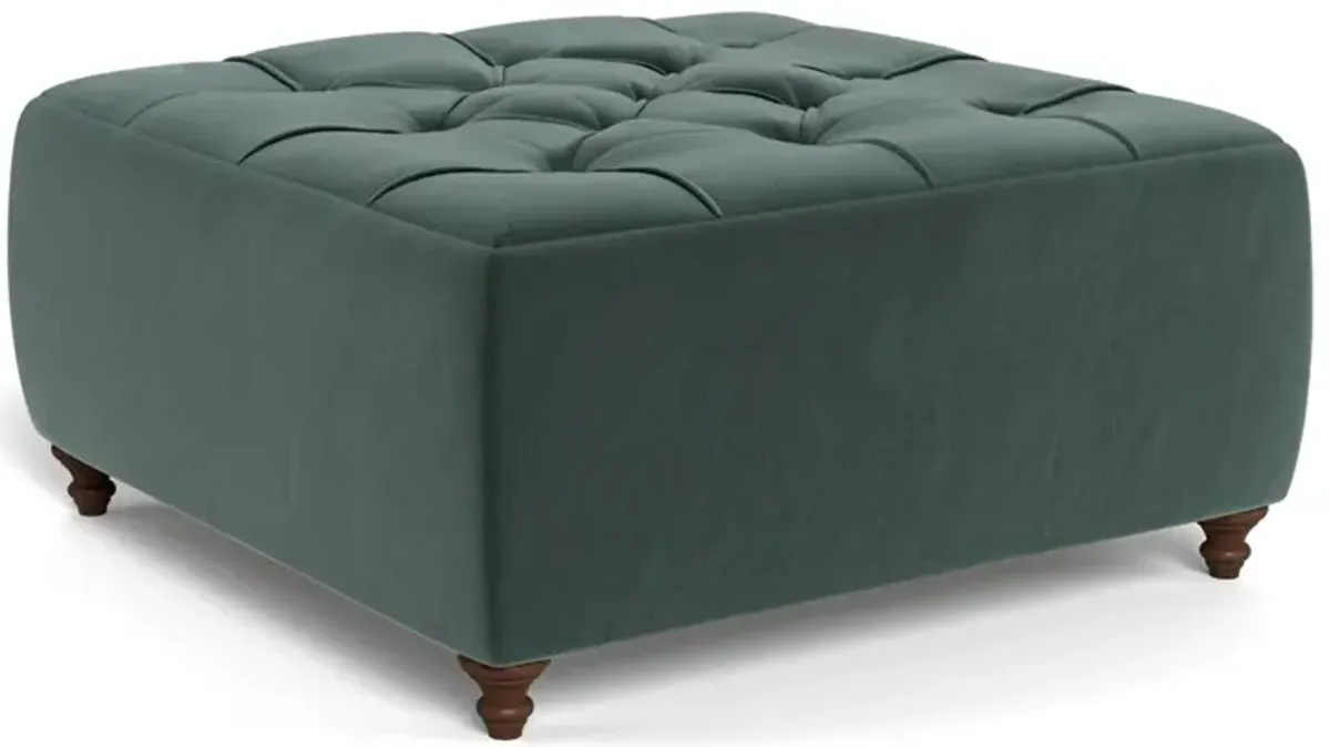 Davina Lagoon Performance Velvet Square Ottoman - 36"