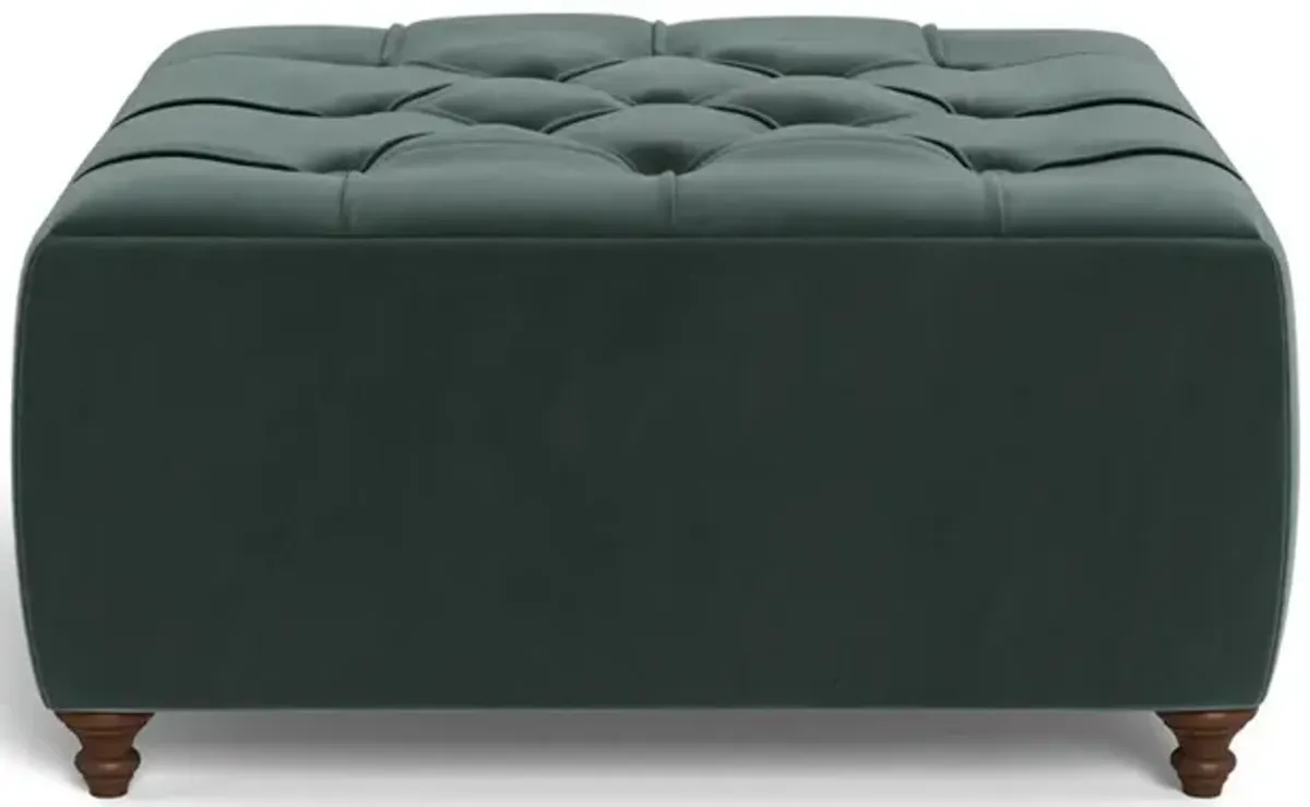 Davina Lagoon Performance Velvet Square Ottoman - 36"