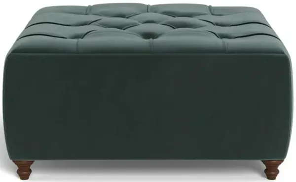 Davina Lagoon Performance Velvet Square Ottoman - 36"