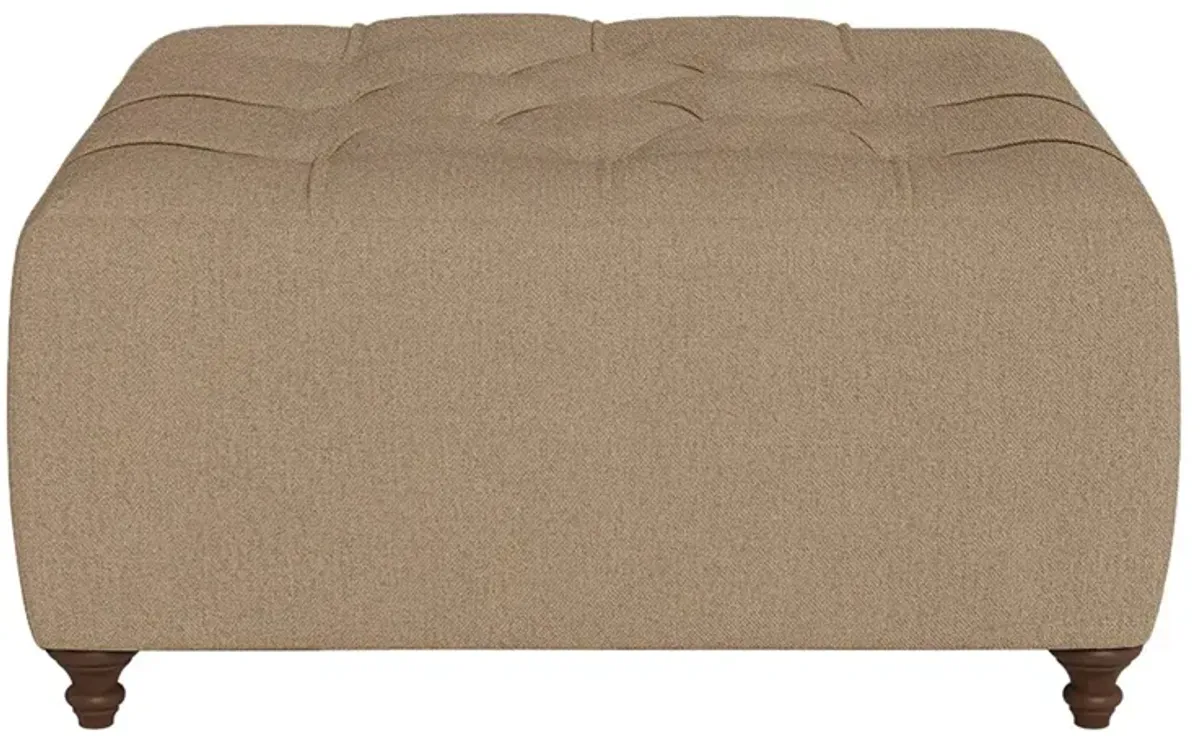 Davina Sand Dune Performance Velvet Square Ottoman - 36"