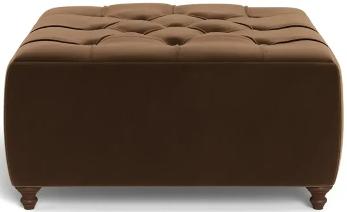 Davina Molasses Performance Velvet Square Ottoman - 36"