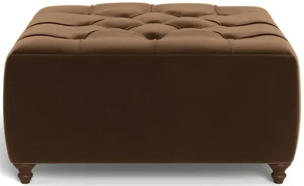 Davina Molasses Performance Velvet Square Ottoman - 36"