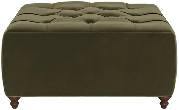 Davina Boxwood Green Performance Velvet Square Ottoman - 42"