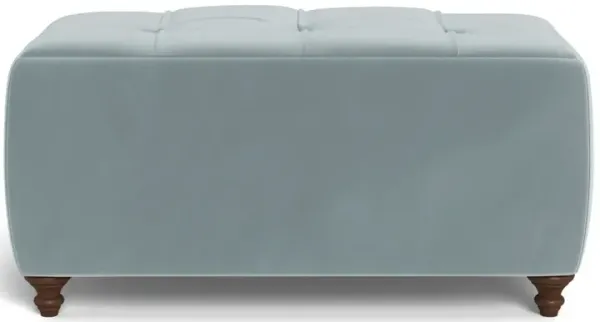 Davina Saltwater Blue Performance Velvet Rectangular Ottoman - 38"