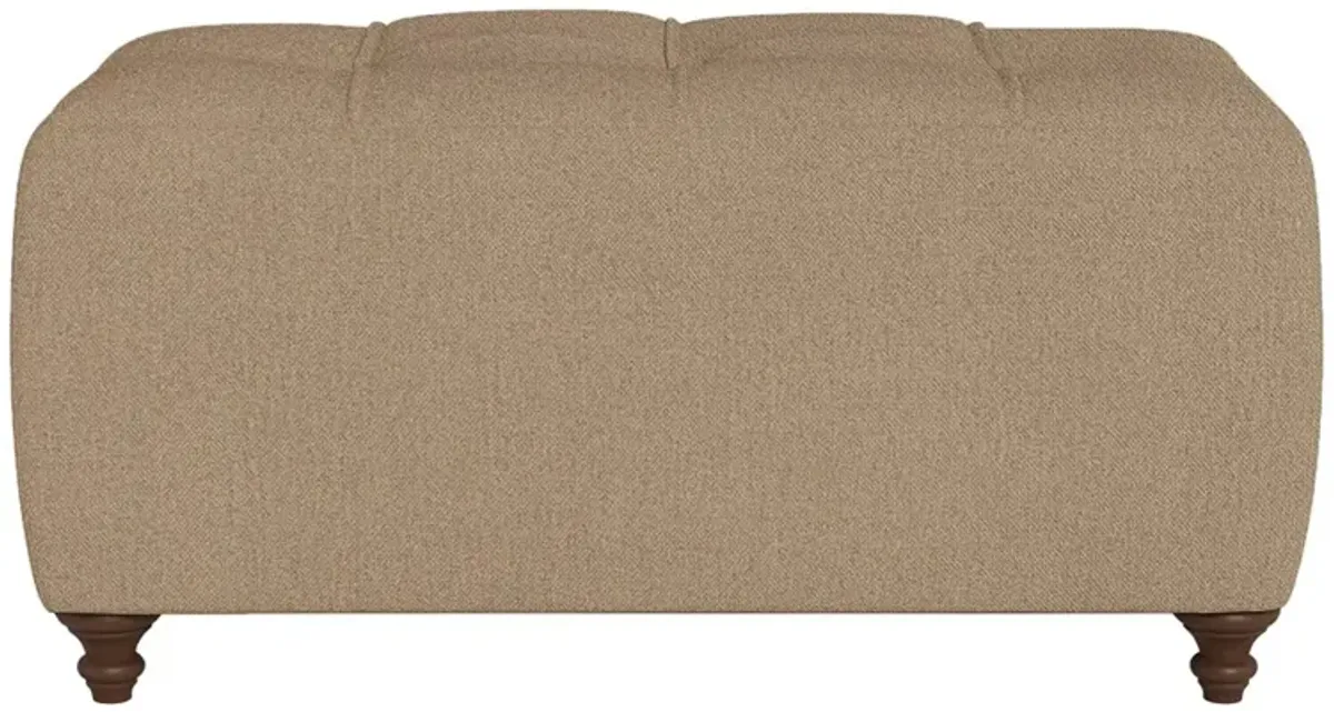 Davina Sand Dune Performance Velvet Rectangular Ottoman - 38"