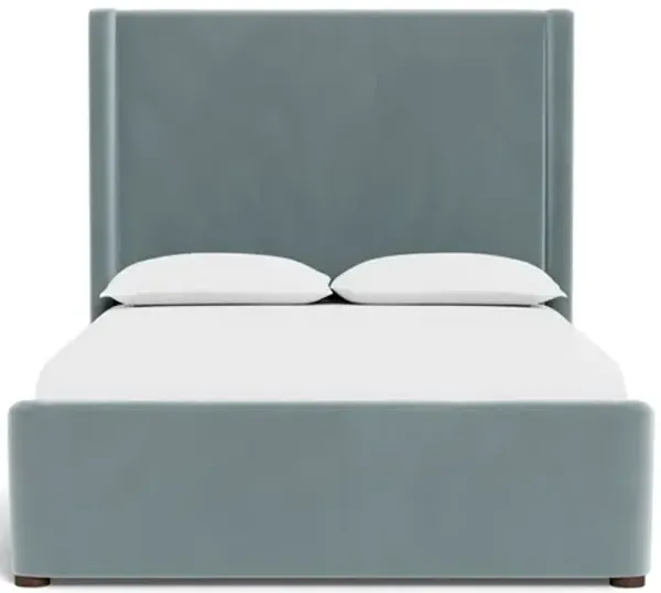 Althea Saltwater Blue Performance Velvet Bed - Queen