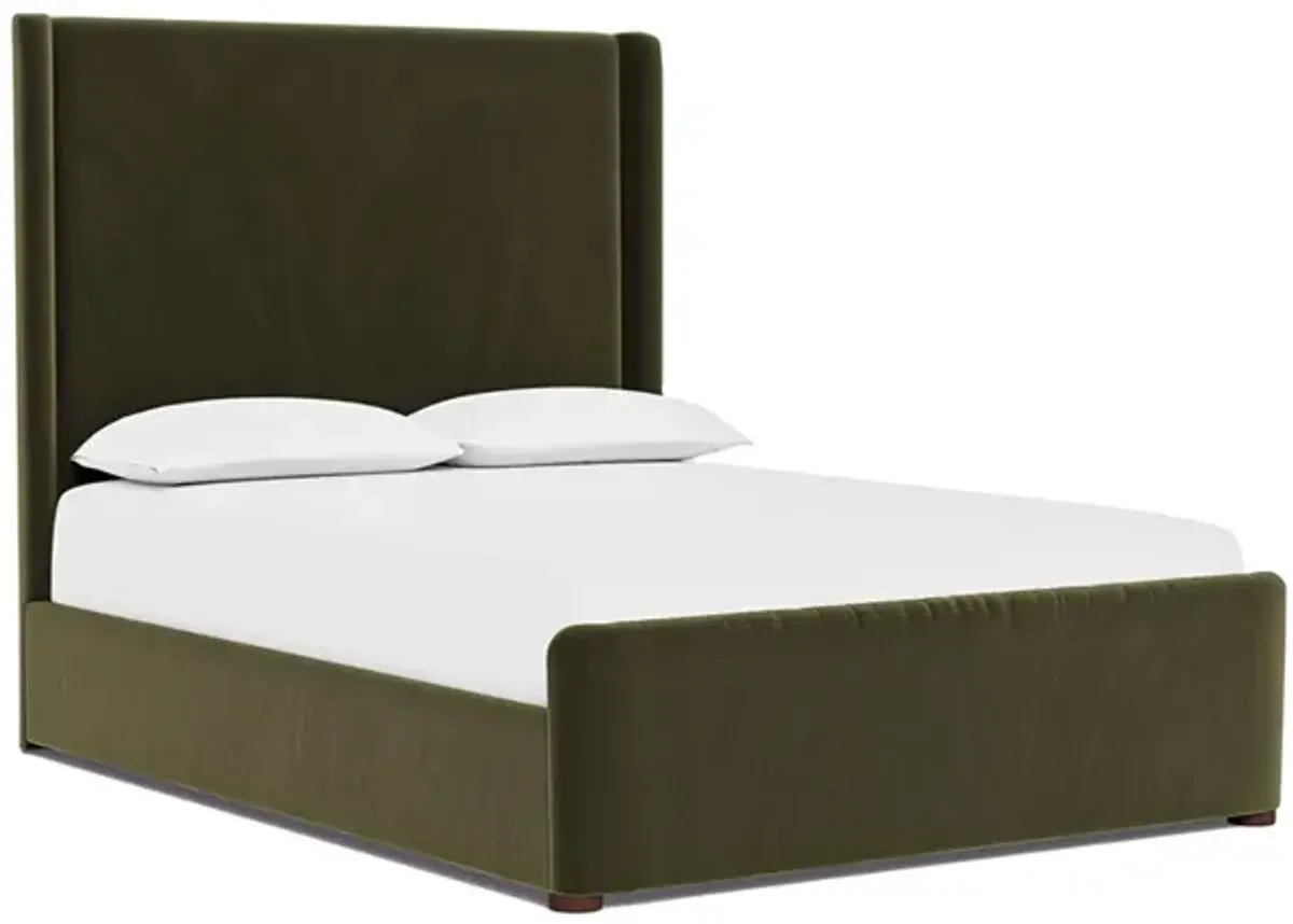 Althea Boxwood Green Performance Velvet Bed - Queen
