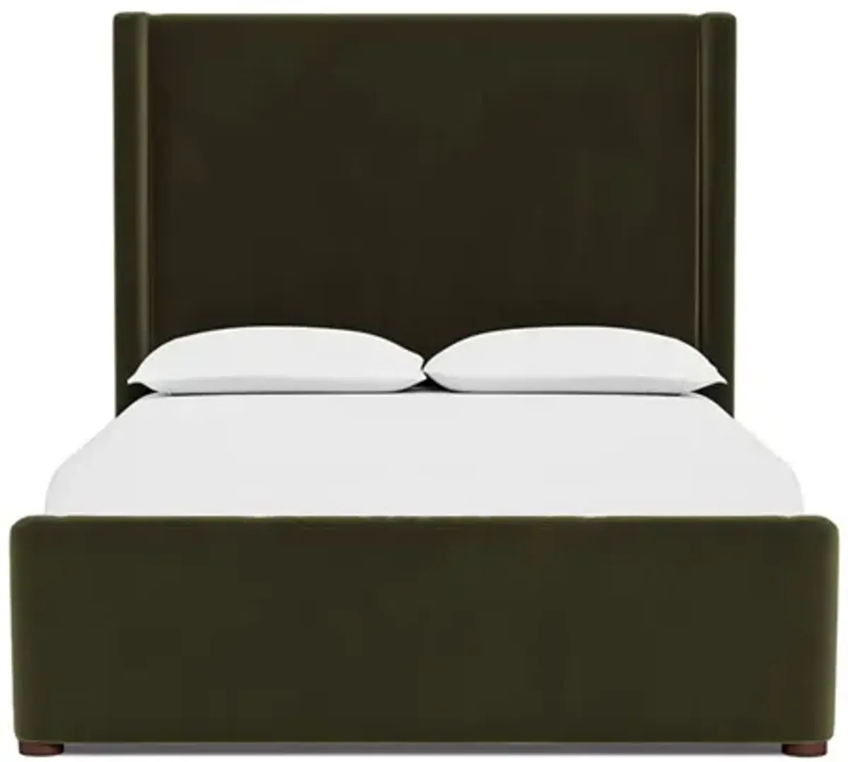 Althea Boxwood Green Performance Velvet Bed - Queen
