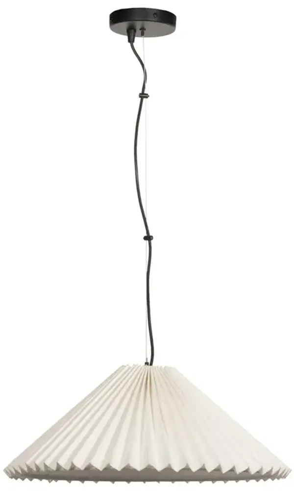 Minette French Country Pleated Cream Cotton Shade Pendant