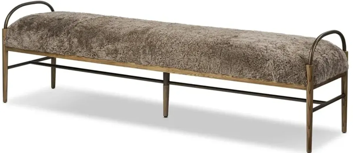 Demi Taupe Shearling Accent Bench