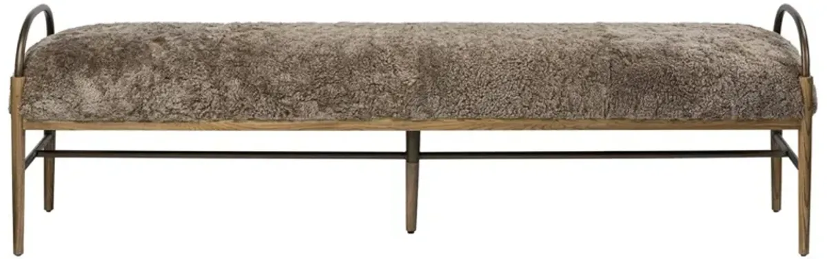 Demi Taupe Shearling Accent Bench