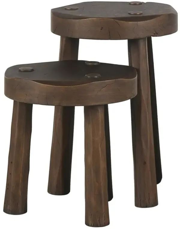 Maha Aged Belgium Bleach Reclaimed Wood Accent Stools