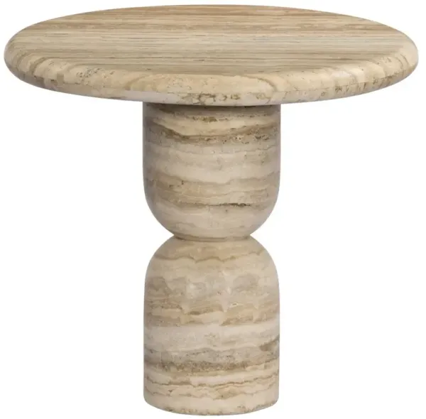 Figueroa Light Beige Travertine End Table