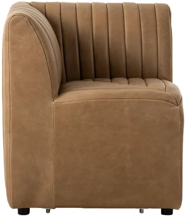 Leo Modern Classic Brown Leather Tufted Dining Banquette Corner