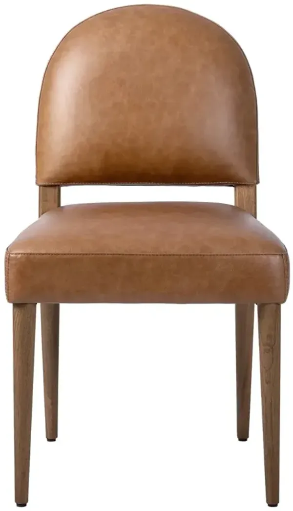 Lysander Modern Classic Brown Leather Oak Dining Chair