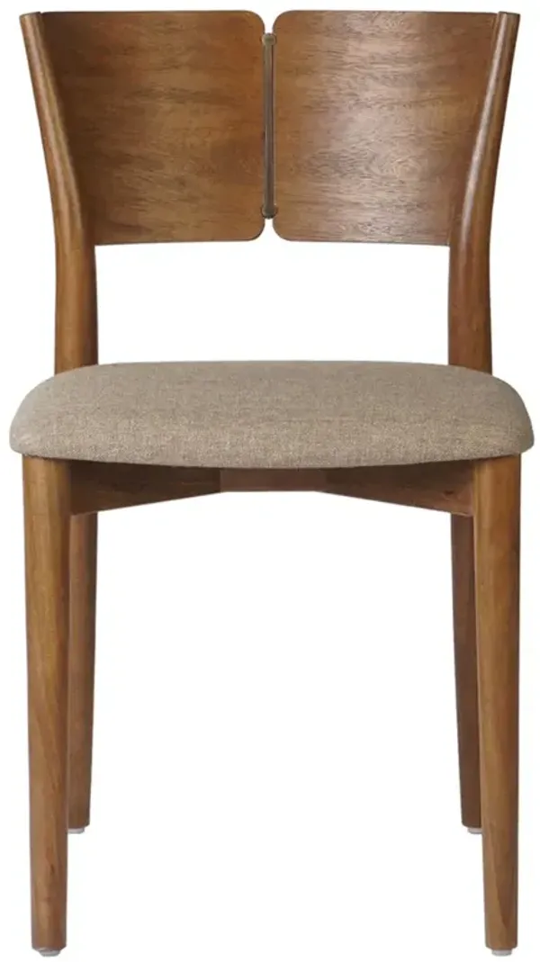 Gianna Updated Traditional Beige Performance Brown Wood Dining Chair